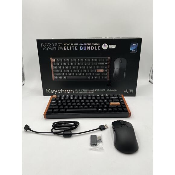 Keychron K2 HE Keyboard and M3 Lite Mouse Wood Frame Wireless Elite Bundle - Picture 1 of 8